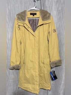 Donatella Sport Thermolite Yellow Faux Fur Hooded Coat Womens Insulated NWT S